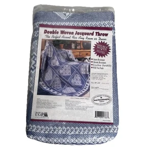 1995 American Weavers Country Hearts blau Überwurf Decke 50x58 gewebt Jacquard USA - Bild 1 von 10