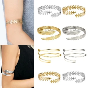 Arm Bracelet for Women Girls Mental Open Upper Arm Bangle Bracelet Adjustable - Picture 1 of 22