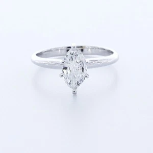 1.2 CT LAB-CREATED DIAMOND E/VS2 MARQUISE 14K WHITE GOLD CLASSIC SOLITAIRE RING - Picture 1 of 15
