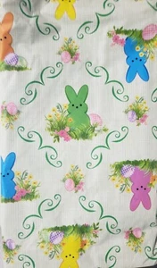 Peva Vinyl Flannel Back Tablecloth,60"Round, EASTER,MULTICOLOR BUNNIES & EGGS,GR - Picture 1 of 14
