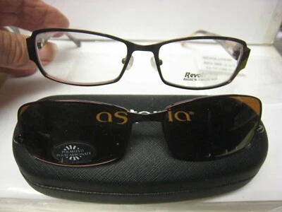 Revolution Eyeglass  Frame W/ Magnet sun shade REV 758 ESBN 52-16-135 w/case - Image 1 of 4