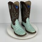 Roper Western Boots Youth's Leather Ostrich Brown Slip On Square Toe Y5