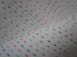 Schumacher's GRAYSON Indoor Outdoor Fabric Blue Orange Green Kantha Stitch Look - Picture 1 of 11
