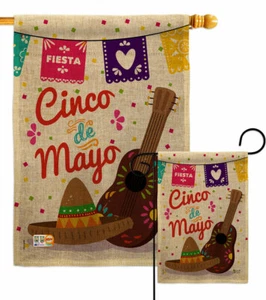 Fiesta Cinco de Mayo Arpillera Jardín Bandera Verano Decorativo Patio Casa Banner - Imagen 1 de 19