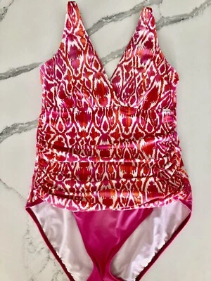 Ralph Lauren Women’s Hot Pink And Orange One Piece Underwire Swimsuit Size 12 - Image 1 of 4