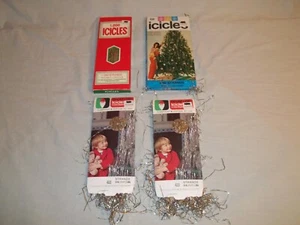Vtg 4 Packages Fireproof Xmas Tinsel Icicles Double-Glo Marathon Franke & Rauch - Picture 1 of 7
