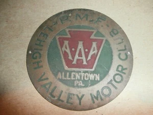 Vintage Lehigh Valley Motor Club AAA Allentown PA PMF Metal Car Badge Emblem - Picture 1 of 3