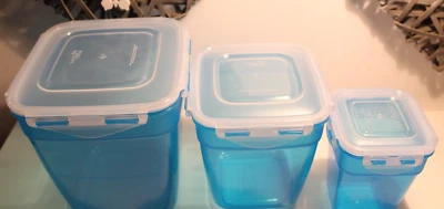 3 Lock und Lock LocknLock grosse Vorratsdose  Set  GLETSCHERBLAU 720 ml-1,9-3,6L - Bild 1 von 3