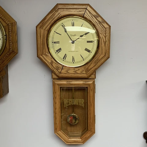 ATQ Versailles French Hand Carved Oak Wood 30" Regulator Wall Drop Octagon Clock Cover
