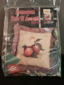 Embroidery Pillow Kit Bernat Homespun Tole N Accents Country Apple 1994 16"x16" - Picture 1 of 8