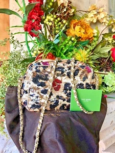 KATE SPADE NEW YORK MULTI COLOR LEOPARD SEQUIN LAURALEE CROSSBODY HANDBAG - Picture 1 of 9