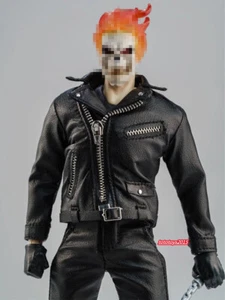 1/12 schwarze Punk Motorradjacke Ledermantel Passform 6"" Männ Actionfigur Body - Bild 1 von 6