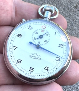 Vintage Nero Lemania 30 Min / 60 Secs Stopwatch - Great Collectable - Foto 1 di 24