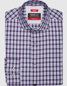 Awearness Kenneth Cole Men's Non Iron Slim Fit Dress Shirt Pink Check - Picture 1 of 2
