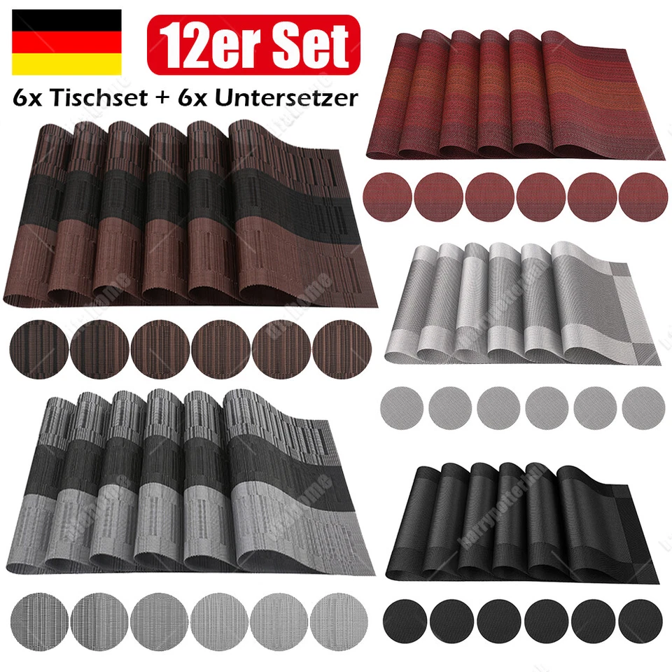 12er Set Tischset PVC Platzset Untersetzer Abwaschbar Platzdeckchen Platzdecke - Bild 1 von 4