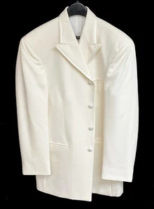 Men's Andrew Fezza Bling Ivory Tuxedo Jacket Frock Coat Prom Groom Wedding 40R - Picture 1 of 3