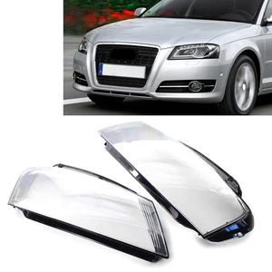 Pair Car Front Headlight Headlamp Lens Cover For Audi A3 8P S3 RS3 08-12 - Picture 1 of 11