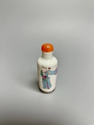 古董清代家庭玫瑰手绘道家不朽鼻烟瓶 — 第 1/4 张图片