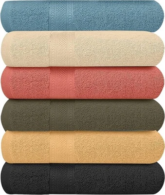 Set of 6 Extra Large Cotton Bath Towels For Bathroom Absorbent Shower Towel Bulk - Image 1 of 4