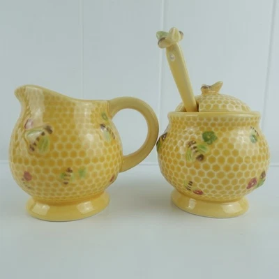 William Sonoma Honey Bee Sugar Bowl & Creamer - Image 1 of 4