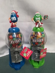 2010 Christmas M&M Bank & Candy Dispenser ~ Gumball Machine Set of 2-Bank - Picture 1 of 7