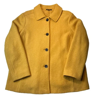 Abrigo para mujer LANDS END mezcla de lana 18W botón delantero guisante - amarillo Foto 1 de 4