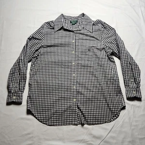 Lauren Ralph Lauren Women's Brown White plaid button down shirt All Cotton 1X - Picture 1 of 9
