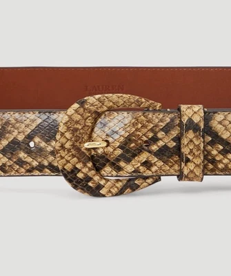 Lauren Ralph Lauren 小号皮革和人造蛇皮现在扣带 32 — 第 1/4 张图片