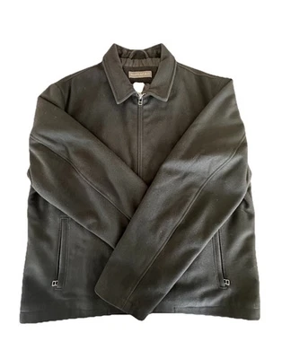 "Chaqueta de bombardero Banana Republic para hombre XXL negra de lana forrada de fosa a fosa 26""" Foto 1 de 4