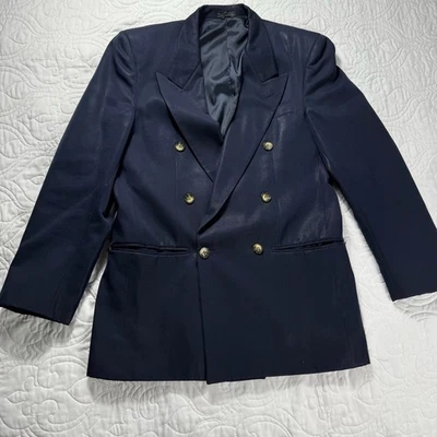 Blazer italiano Alberto Borelli lana transformable doble botonadura azul marino 36R usado en excelente estado Foto 1 de 4