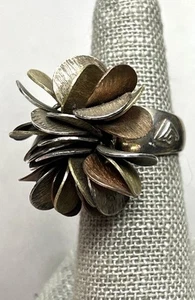Retired Silpada Cha Cha Ring 925 Sterling Silver Brass Copper Brushed Discs Sz 6 - Picture 1 of 3