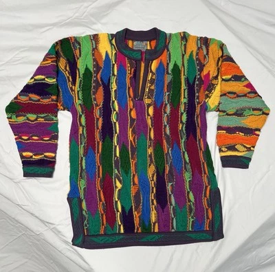 Coogi Australia Wool Cable Knit Sweater Multicolor Men’s Size LARGE 1/4 Zip - Image 1 of 4