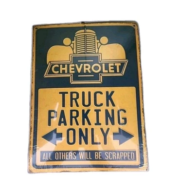 New "Chevrolet Truck Parking Only" Blue/Yellow Metal Sign 12X9 Man Cave Garage  - Image 1 of 4