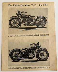Vintage Reproduction of Sales Print Harley-Davidson "74" Motorcycle - Picture 1 of 2