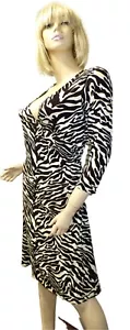 Abito nuovo con etichette $148 Laundry by Shelli Segal 8 marrone beige animalier prt bodycon elasticizzato - Foto 1 di 10
