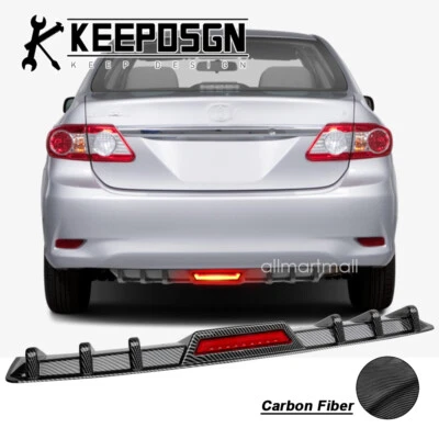 CARBON FIBER Rear Bumper Diffuser LED Brake Light Shark Fins for Toyota Corolla Foto 1 de 4