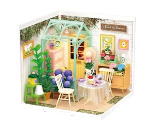 ROBOTIME DIY Miniature Dollhouse Kits Blooming Tea Garden Craft Kit - Picture 1 of 17