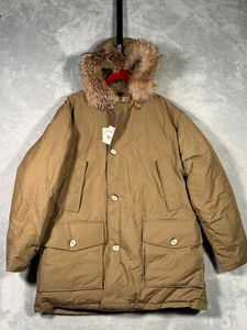 Woolrich Jacket Mens Large Tan Arctic Down Parka Coyote Fur - Picture 1 of 11