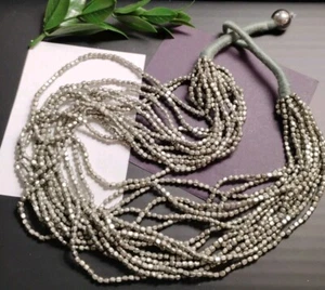 Boho Chic! Micro Faceted SIRAG PYRITE Thick Multi Strand 20" Toggle Necklace! - Picture 1 of 7