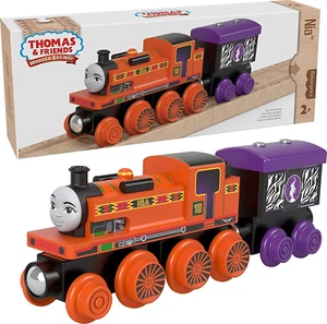Thomas & Friends Wooden Railway Nia Engine and Coal Car, Push-Along Train Mad... - Picture 1 of 12