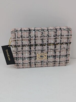 Bolso Bandolera Bebe Blush Kamala Tweed Rosa Claro/Negro/Blanco Correa de Cadena  Foto 1 de 4