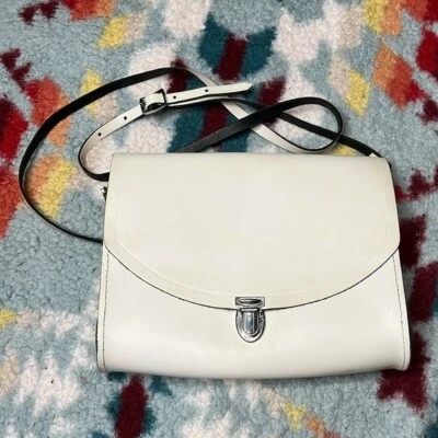 Cambridge satchel co white pushlock crossbody purse - Image 1 of 4