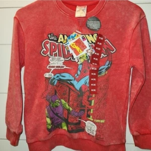 NWT Marvel Boys Mineral Washed Crewneck Pullover Sweatshirt- Size M(8) - Red - Picture 1 of 3