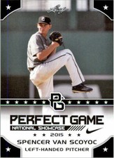 SPENCER VAN SCOYOC 2015 LEAF "1ST EVER PRINTED" PERFECT GAME ROOKIE CARD #260!