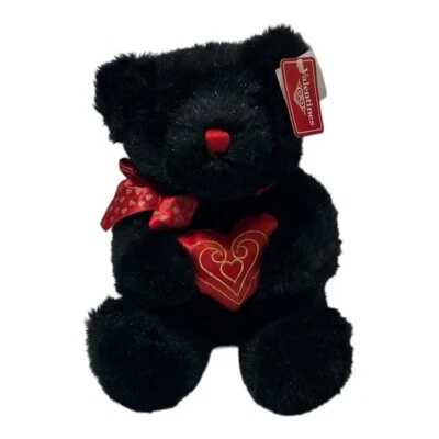 Wal-Mart 11" Felpa Negra Imitación Visón De Lujo Oso De Peluche Corazón San Valentín con Etiquetas Foto 1 de 4