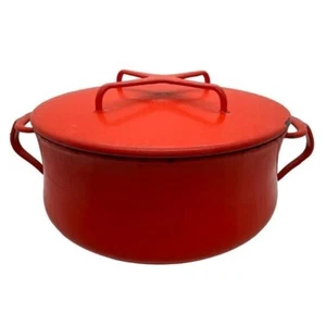 Vintage Dansk Kobenstyle Enamelware Red Dutch Oven/Casserole Round, France 8.5" - Picture 1 of 12