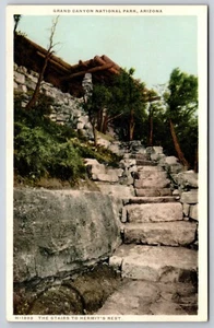 Treppe zum Eremits Rest Grand Canyon Arizona AZ UNP Fred Harvey WB Postkarte H15 - Bild 1 von 2