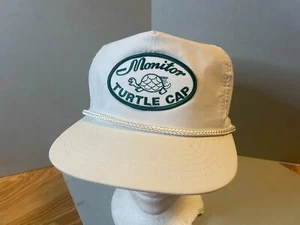 Vintage Monitor TURTLE CAP Patch White hat snapback trucker - Picture 1 of 9