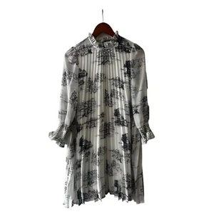 Hi There Karen Walker Pleated Mini Dress White Women's Size 5 Excellent EUC - Picture 1 of 8