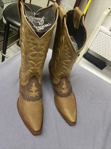 DENVER MENS BROWN LEATHER COWBOY BOOTS SIZE 8.5 - Picture 1 of 6